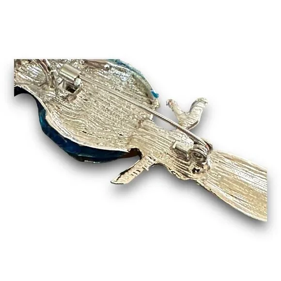 Enameled Bird Brooch/Pendent Semi Precious Topaz Belly Vintage Excellent - Picture 7 of 8